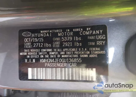 2016 Hyundai Genesis 3.8 из США, поврежденный, VIN KMHGN4JE0GU136855